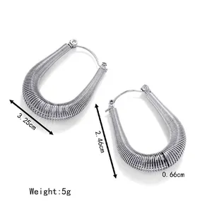 Boucles d'oreilles en U en acier inoxydable plaqué or 18K, hauteur de 3,25 cm
