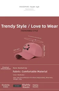 Guide des tailles pour casquette de baseball rose brodée avec sangle réglable et smiley