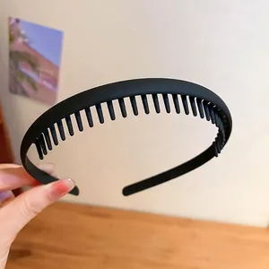 Minimalistisches Mattes Schwarzes Stirnband Mit Zähnen Rutschfester Kunststoff Haarreif Für Damen Haarstyling