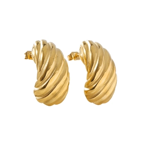 Elegant gold-plated stainless steel twisted hoop earrings with a minimalist spiral texture