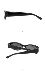 Side and back view of retro black Y2K sunglasses with durable small rectangle frames