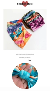 Detailed view of elastic tie-dye yoga headbands with vibrant patterns and soft knit fabric