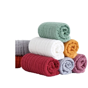 Set of six-layer pure cotton muslin baby burp cloths in multiple solid colors