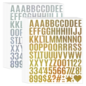 Alphabet Number Symbols Stickers Glitter Vinyl Waterproof For Scrapbooking DIY Craft Water Bottle Mailbox Gold Silver