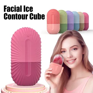 Face ice roller for massage and puffiness relief in various pastel silicone colors