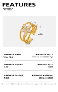 Macro view of adjustable 18K gold plated flower ring with 1.7cm diameter detail