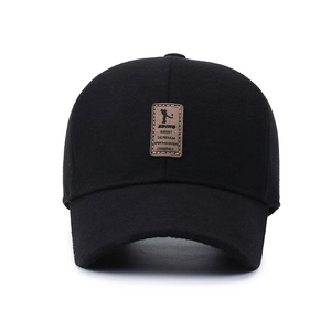 Winter thermal thick baseball cap for men with ear flaps and leather EDIKO patch