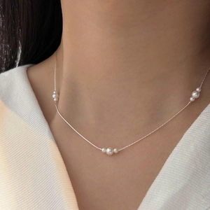 Freshwater Pearl Necklace 925 Sterling Silver Thin Chain Minimalist Elegant Jewelry Gift For Women Daily Wear Chic Accessory