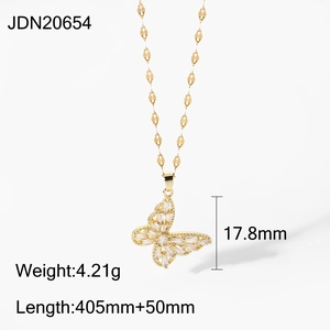 Detailed specs of the 18K gold crystal butterfly pendant with 455mm chain length