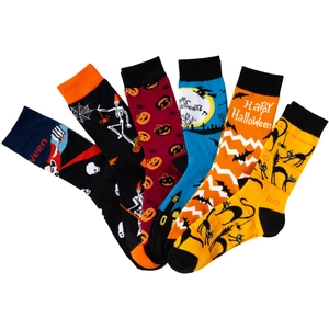 Detailed collection of Halloween cotton crew socks with pumpkin and bat patterns