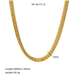 Detail of 6mm gold-plated snake chain necklace with specifications and dimensions