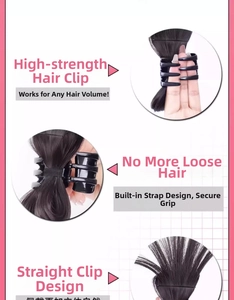 Detail of the internal strap structure and built-in clip design for hair extension claw
