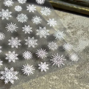 5D embossed white snowflake nail stickers with TO-984 ethereal relief design for manicure