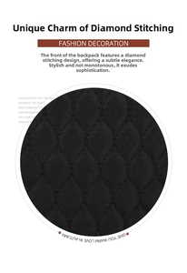 Détail de tissu de sac à dos matelassé noir gros plan, sac d'étudiant décontracté et élégant.
