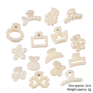 14-piece white pearl hair clip set with butterfly and heart shapes for women and girls