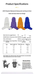 Detailed size chart for waterproof pet raincoat showing back length and chest measurement