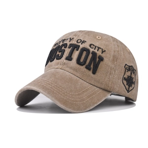 Casquette de baseball Boston marron délavée vintage avec broderie classique à 6 pans