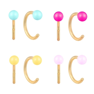 S925 Sterling Silver Cute Colorful Enamel Drip Oil Round Bead C-Shaped Hook Earrings For Women Korean Fashion Jewelry