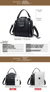 Detailed size chart and internal structure of this retro leather crossbody square bag