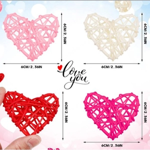6cm woven rattan hearts in four colors for Valentine wedding decoration and vase fillers