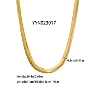 Detail of 0.8cm gold flat snake chain necklace showing width and weight measurements