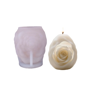 Molde de silicona de esfera de rosa y vela artesanal terminada para aromaterapia