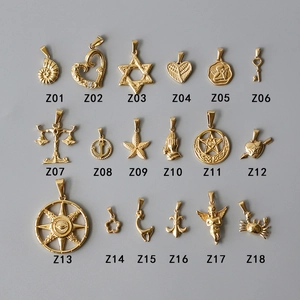 Collection of 18k gold plated stainless steel pendants with star and angel designs