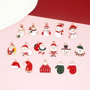 Assorted Christmas alloy charms including snowman, Santa and hats for DIY jewelry making