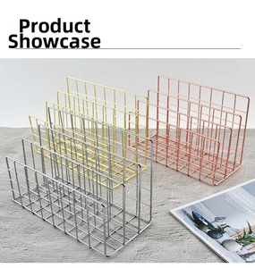Three-piece wire mesh desk organizer set in silver, gold, and rose gold finishes