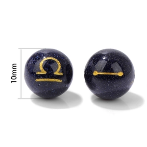 10mm blue goldstone beads with Libra zodiac sign for DIY jewelry and bracelets