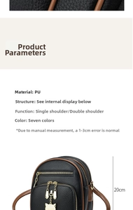 Detail showing 20cm height of black PU leather mini backpack with gold cat charm