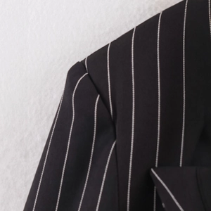 French style striped blazer with padded shoulders and tailored business lapel detail