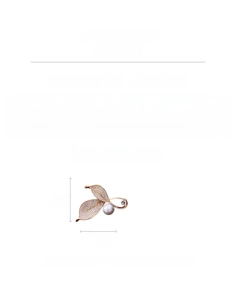 Dettagli della spilla a foglia placcata oro 18K con perla, dimensioni 6 cm x 3,7 cm