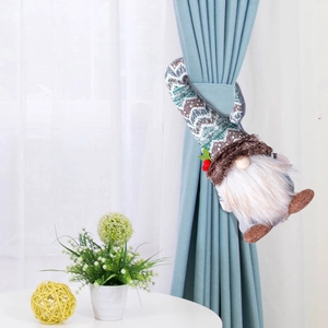 Handmade Christmas gnome curtain tieback Rudolf faceless doll for festive home decor