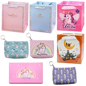 Pink marble jewelry box set with unicorn gift bags and pouches for rings and necklaces