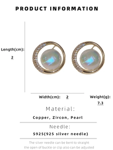 Detailed size chart for gold circle earrings with cubic zirconia and pearls