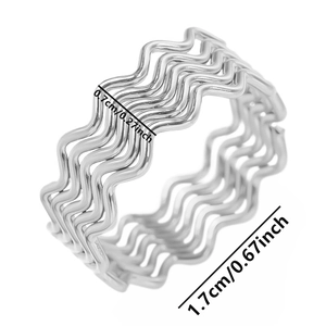 Detail showing wavy texture ring dimensions with 0.7cm width and 1.7cm inner diameter