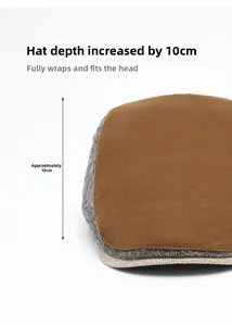 Dettaglio della profondità di 10cm del berretto stile britannico in lana patchwork