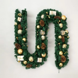 Artificial Christmas Pine Garland With Pine Cones And Ball Ornaments For Fireplace Stair Railing Festive Greenery Home Party Decor