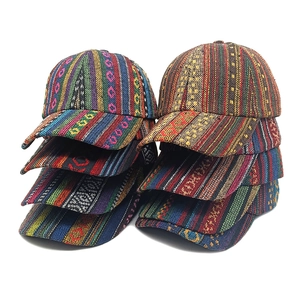 Bohemian Ethnic Style Woven Baseball Cap Retro Colorful Pattern Adjustable Sun Protection Outdoor Leisure Hat For Men Women