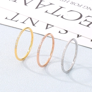 Minimalist stainless steel rings with sparkling cubic zirconia in gold, rose gold and silver