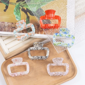 Hollow Rectangle Hair Claw Clip Acrylic Marble Texture Non-Slip Hair Clamp For Women Daily Hair Accessory