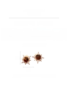 Detailed specs of tiger eye stone earrings in starburst design, copper with gold plating