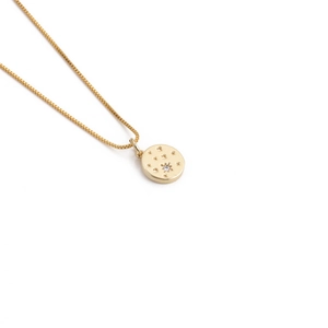 Gold plated moon and star pendant necklace with cubic zirconia on fine chain