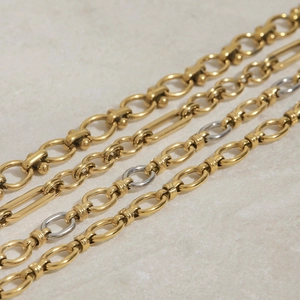 Colliers multicouches en acier inoxydable plaqué or 18K avec maillons bicolores