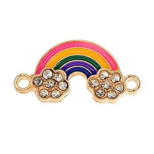 Pendentif nuage arc-en-ciel en alliage avec émail coloré et strass pour création bijoux