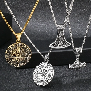 Ciondolo Vichingo Martello Di Thor Ascia Acciaio Inossidabile Mjölnir Runa Vegvisir Valknut Mitologia Norrena Gioielli
