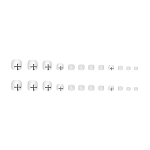 24pcs white press-on toenails featuring black cross patterns and silver glitter accents