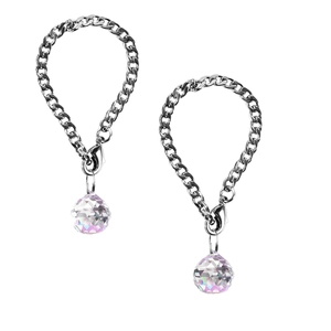Silver chain with faceted rainbow crystal ball pendant for cup handle or keychain accessories