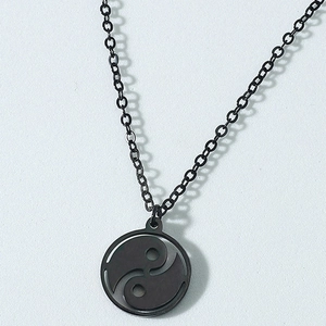 Stainless Steel Pendant Necklace Yin Yang Tai Chi Compass Feather Sun Minimalist Punk Jewelry For Men Women
